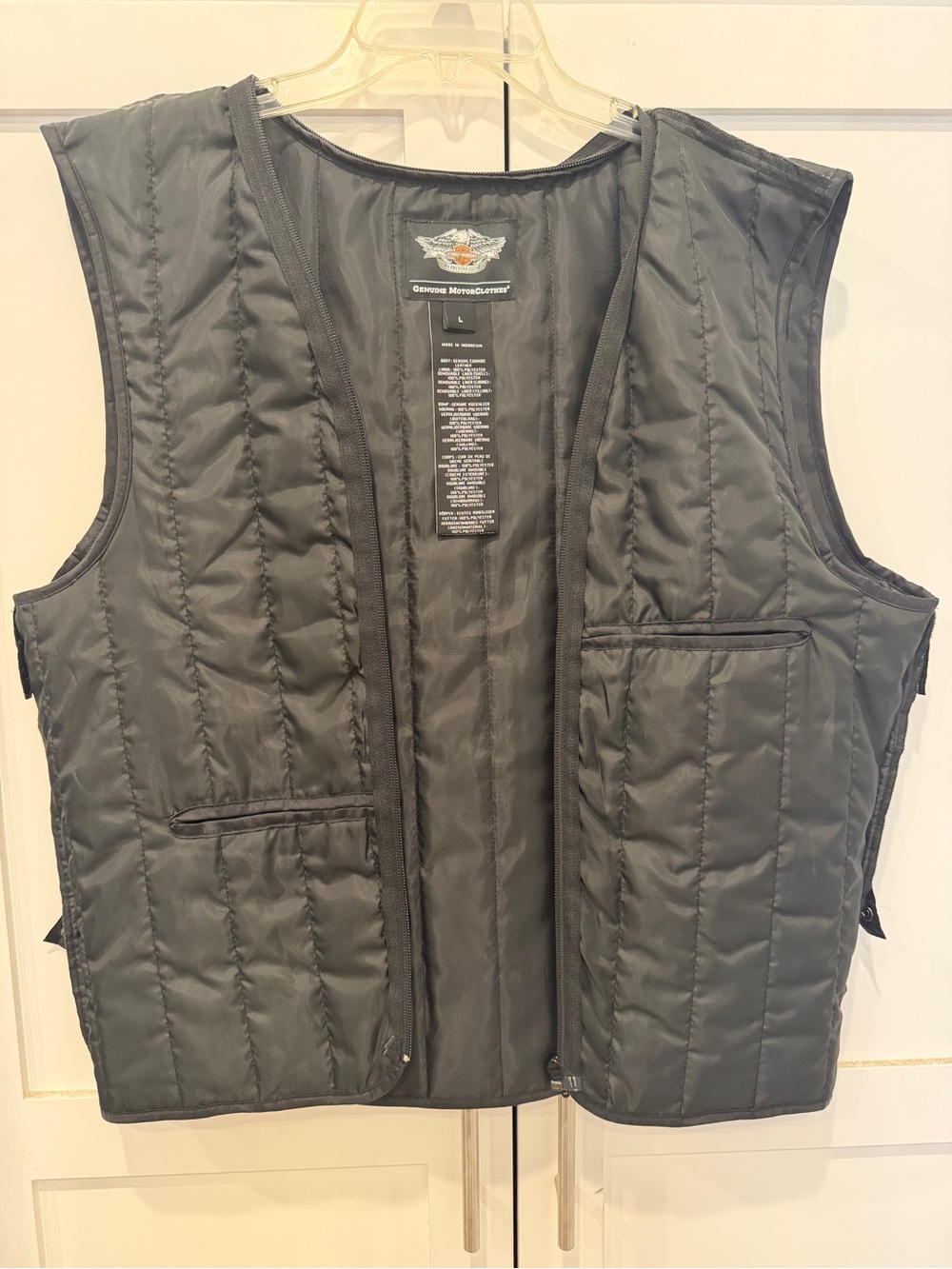 Harley-Davidson Quilted Black zip Vest for leather Harley Jacket